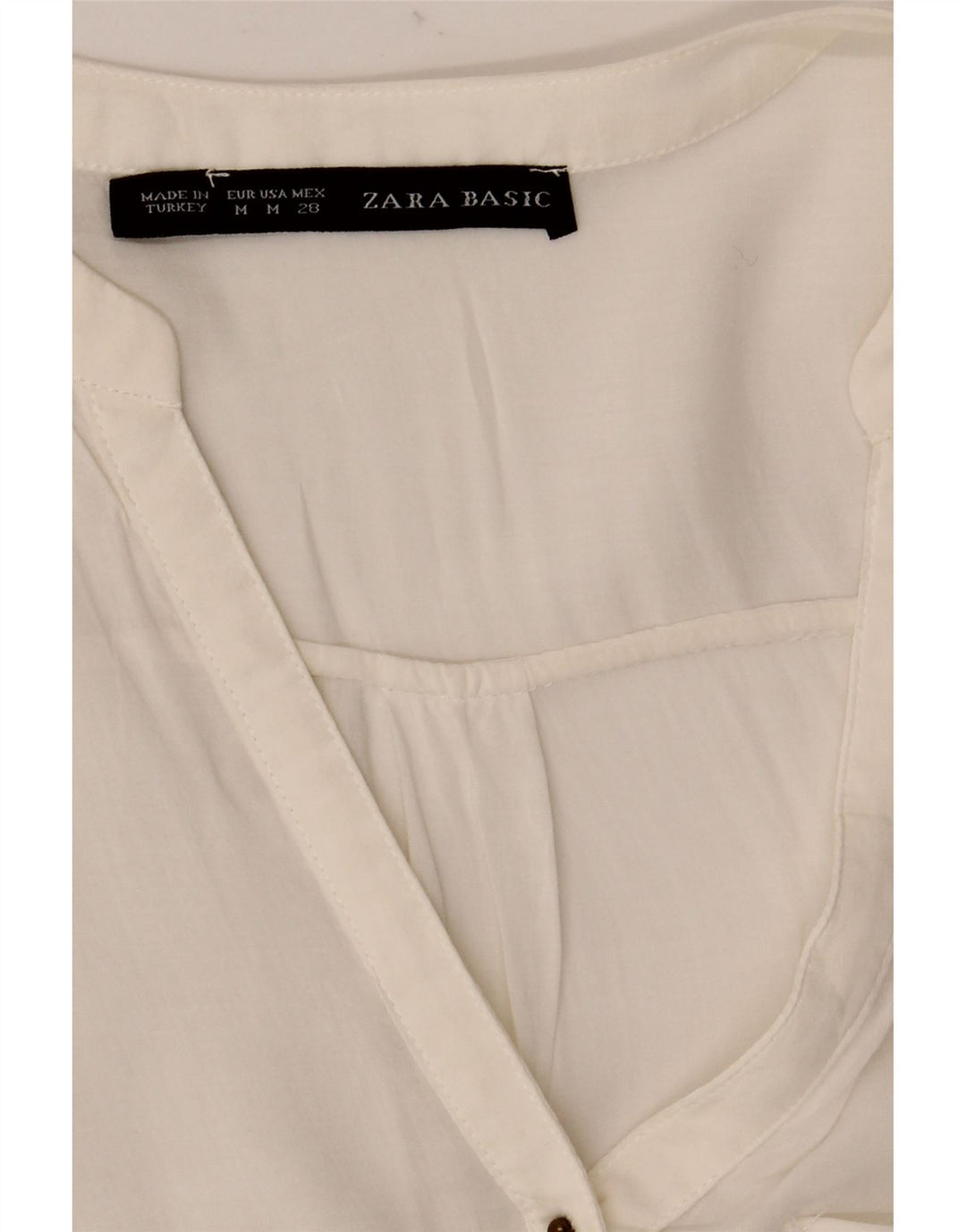 Zara Damen-Blusenoberteil mit 3/4-Ärmeln, UK-Gr. 12, Mittelweiß