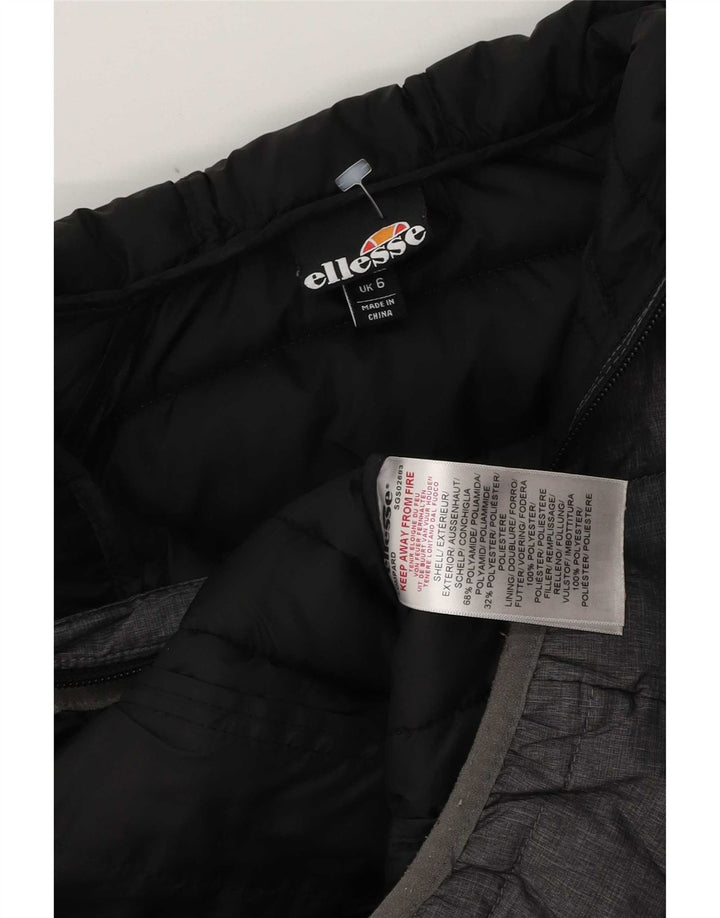 Ellesse Womens Hooded Wattierte Jacke UK 6 XS Grau Polyester
