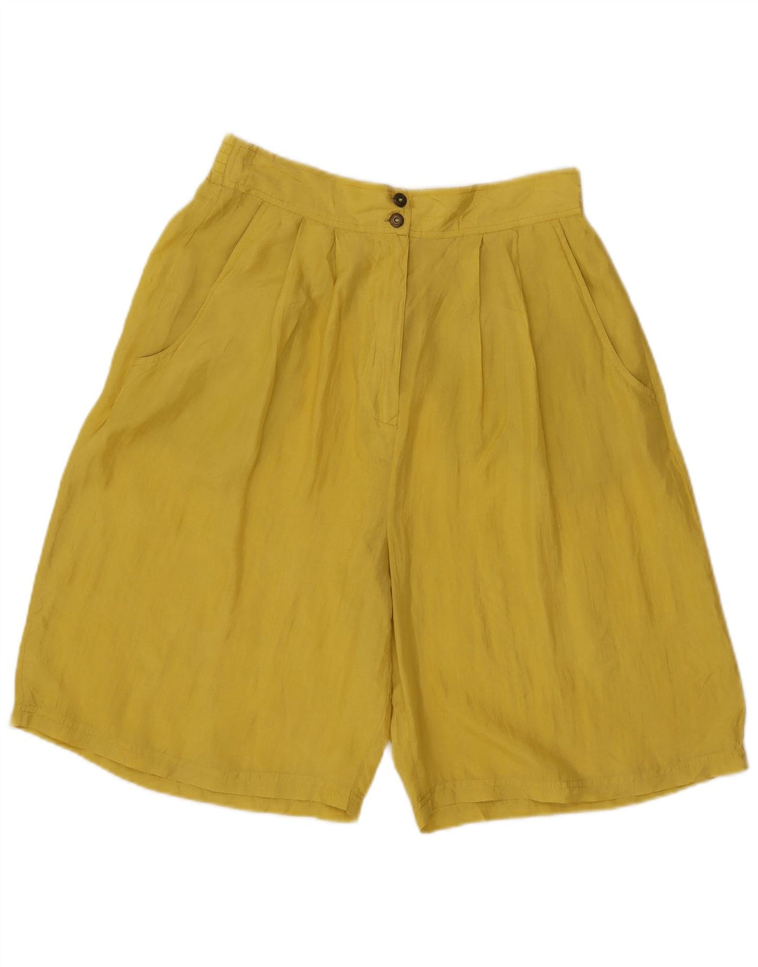 MPG Damen-Bermudashorts mit hoher Taille und Klammern, IT 44, mittelgroß, W29, gelbe Seide