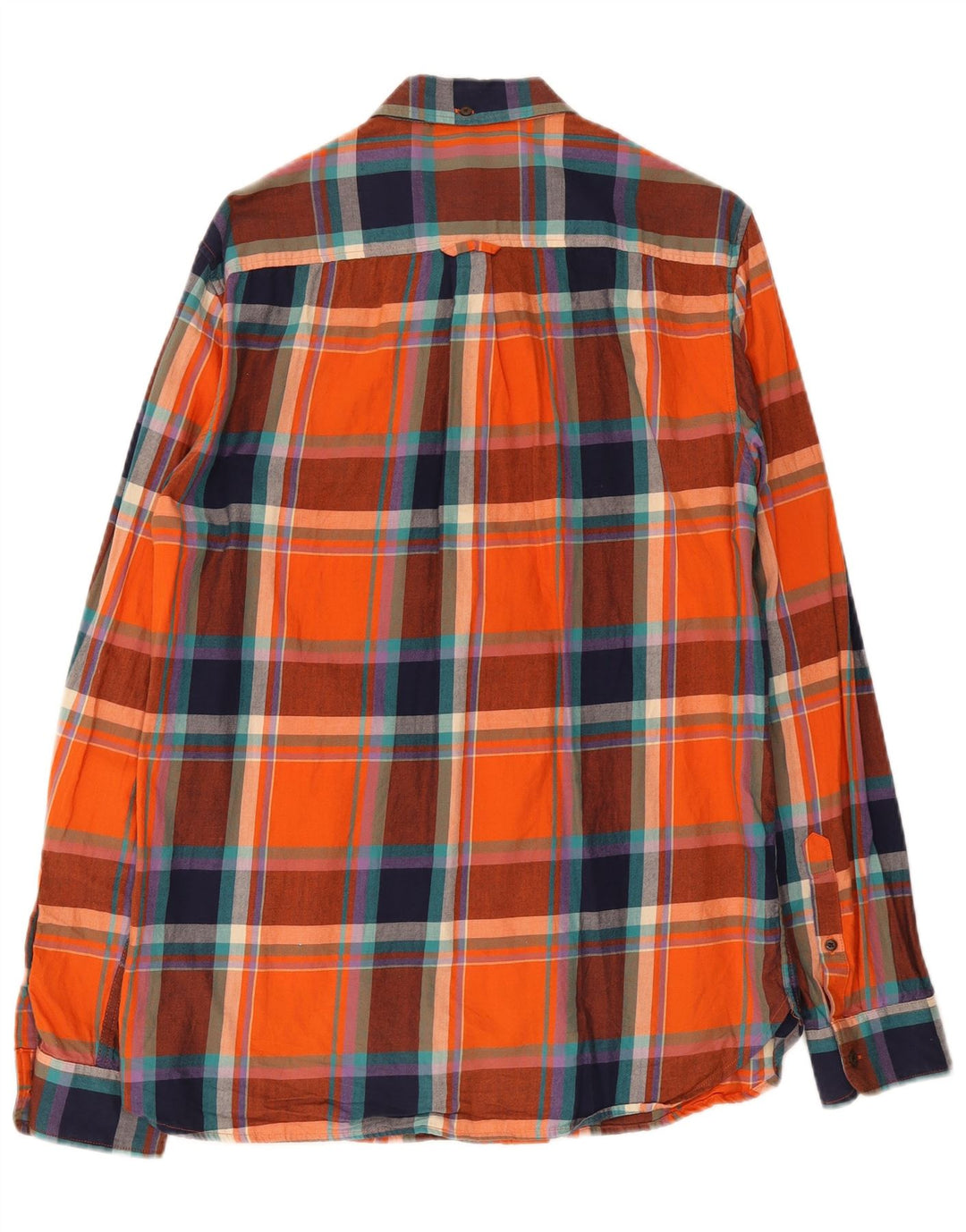 Superdry Herren-Flanellhemd, große orangefarbene Karo-Baumwolle