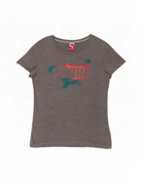 Puma Damen Graphic T-Shirt Top UK 10 Small Grau