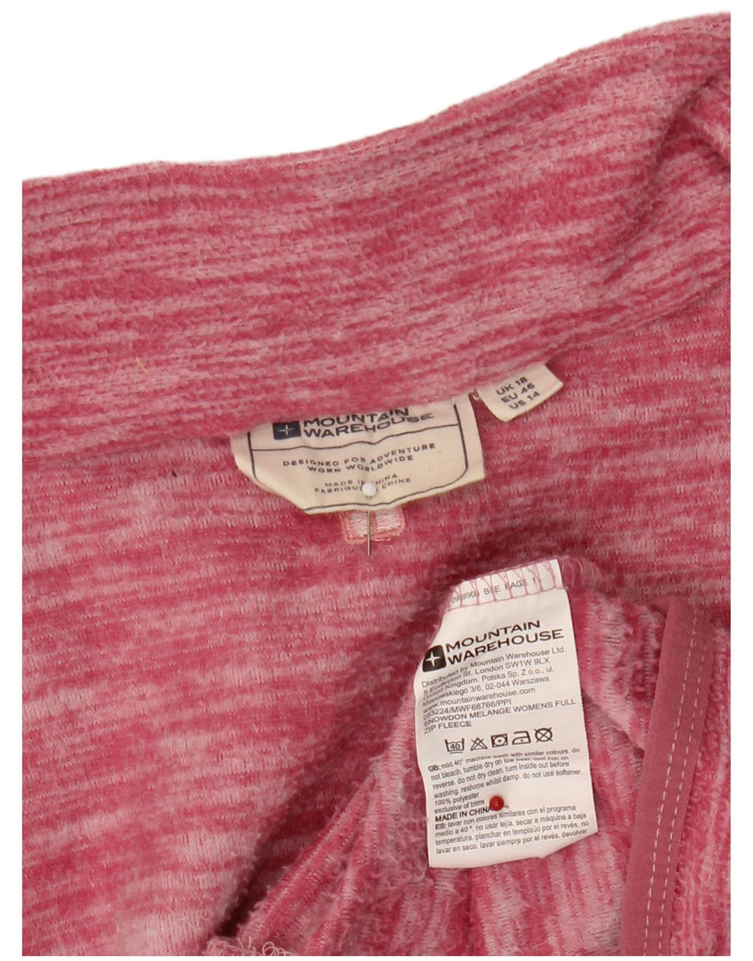 Mountain Warehouse Damen-Fleecejacke, UK 18, XL, rosa geflecktes Polyester
