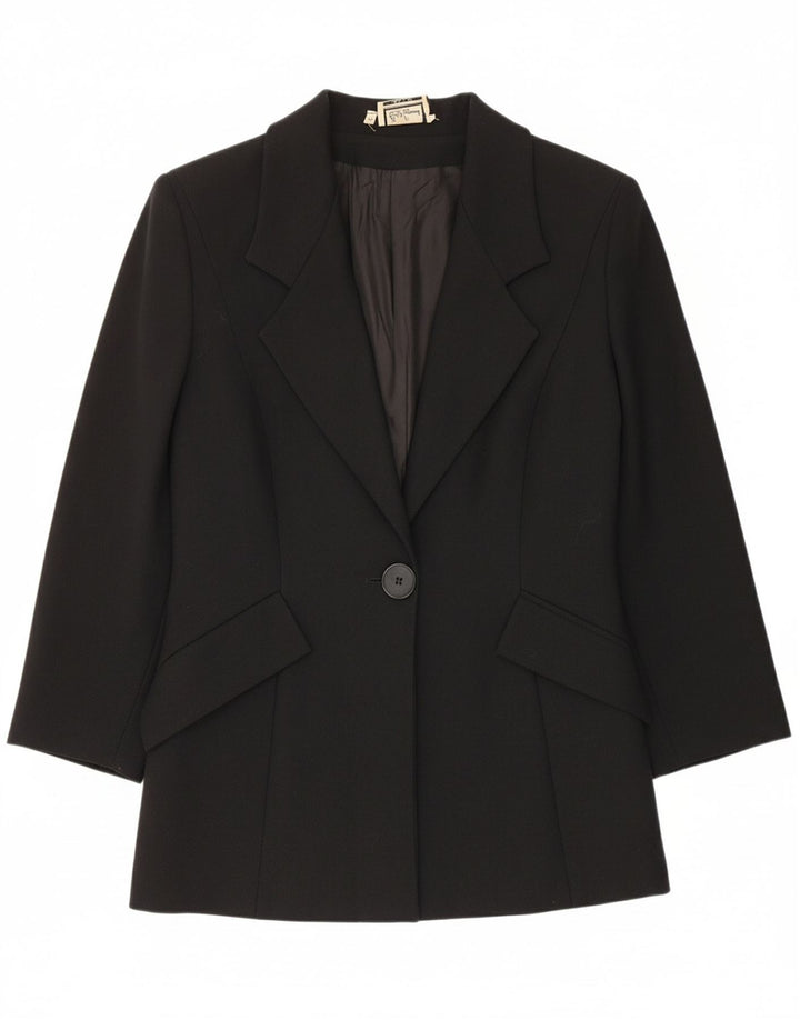 LUISA SPAGNOLI Womens 1 Button Blazer Jacket IT 44 Medium Black Vintage Luisa Spagnoli and Second-Hand Luisa Spagnoli from Messina Hembry 