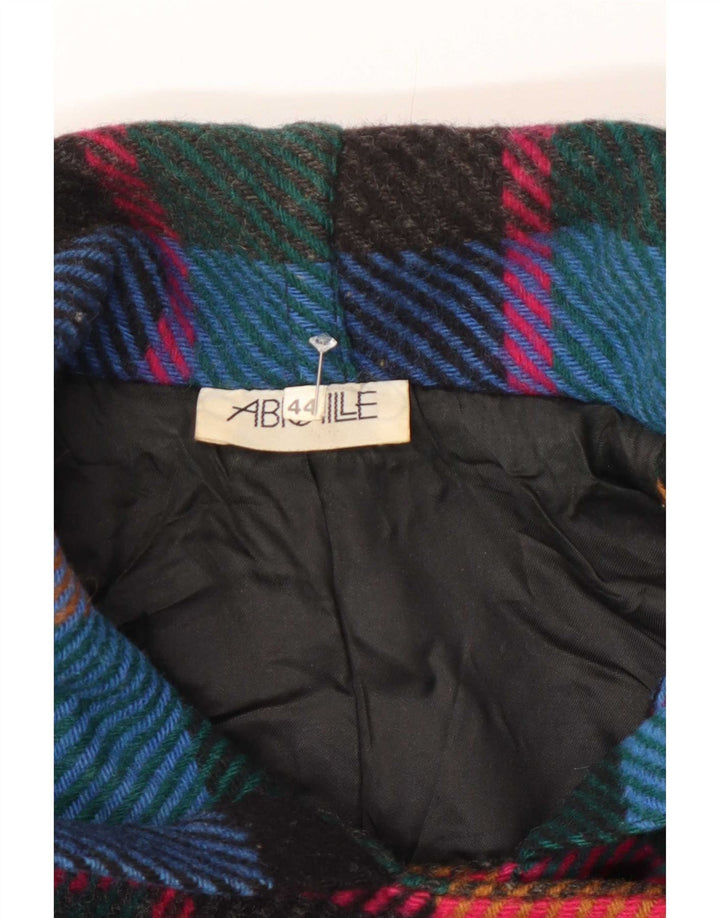 Vintage Damen Kapuzen-Doppelbrustmantel EU 44 XL Bunt kariert