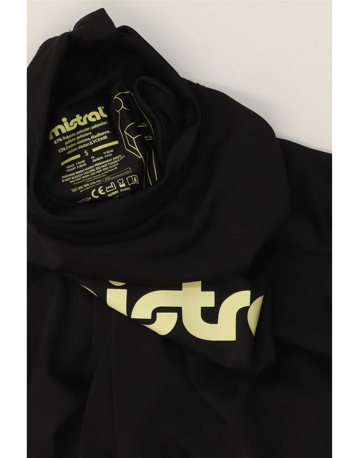 Mistral Herren Grafik Reißverschluss Ausschnitt Pullover Trainingsanzug Top Klein Schwarz Polyester