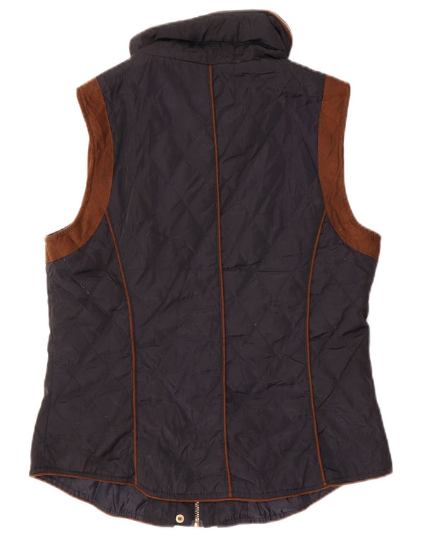 Zara Damen-Steppweste mit Kapuze, UK 14, groß, Marineblau, Farbblock