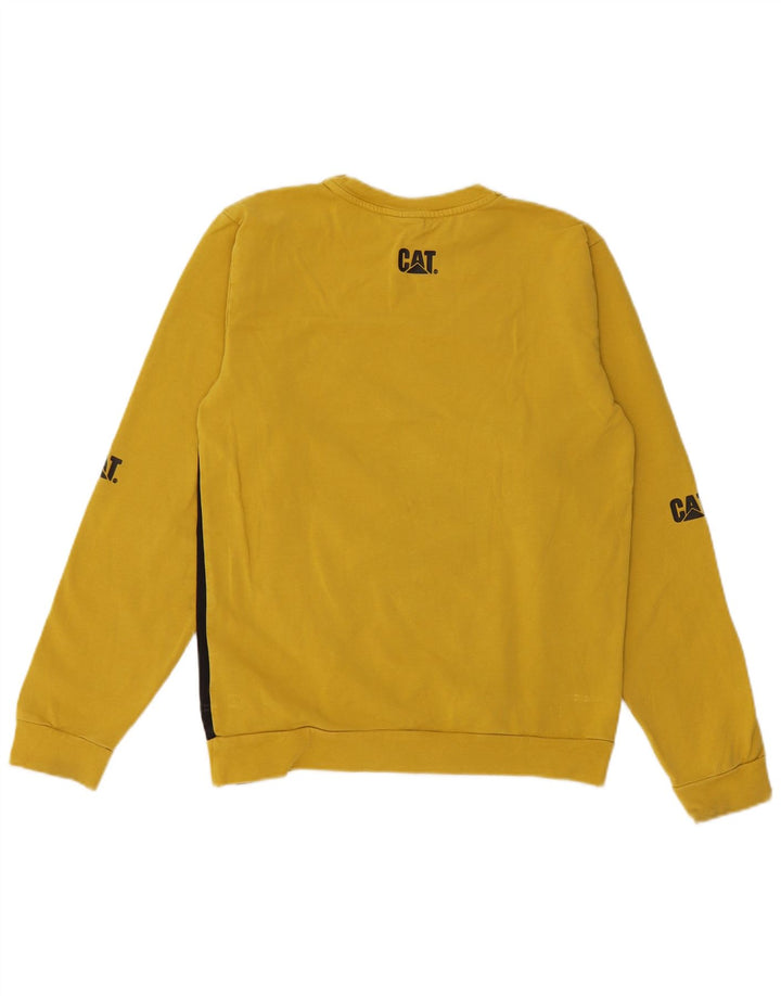 CAT Jungen-Sweatshirt mit Grafik, 13–14 Jahre, gelbe Farbblock-Baumwolle