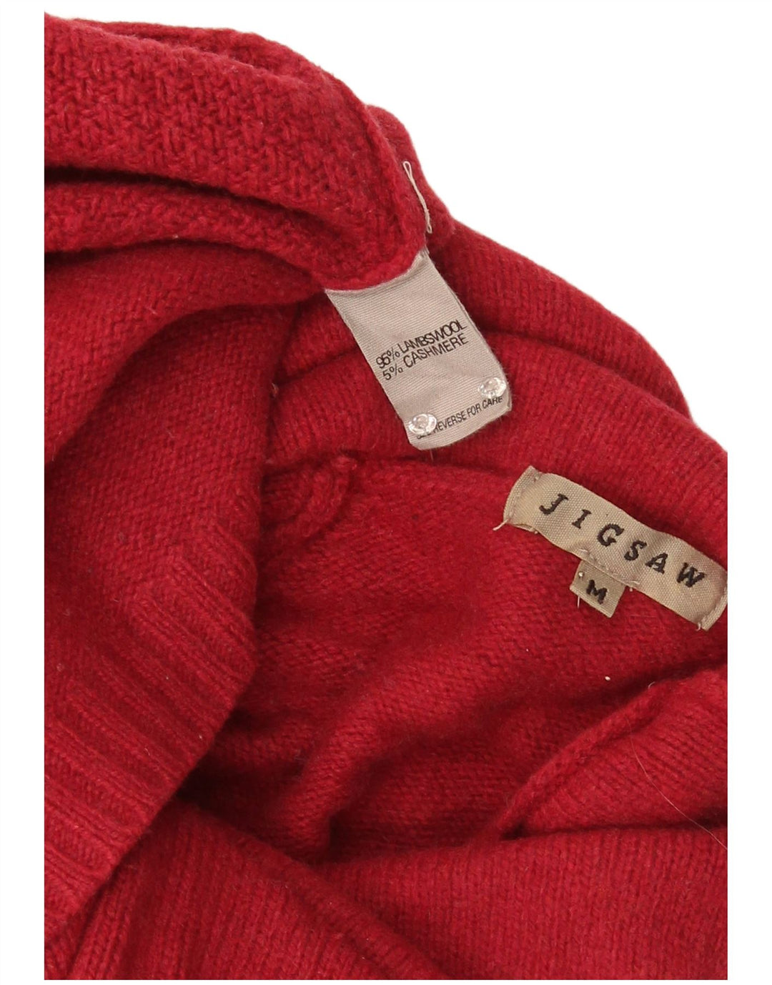 Jigsaw Damen-Pullover mit Rollkragen, UK 12, mittelrote Lammwolle