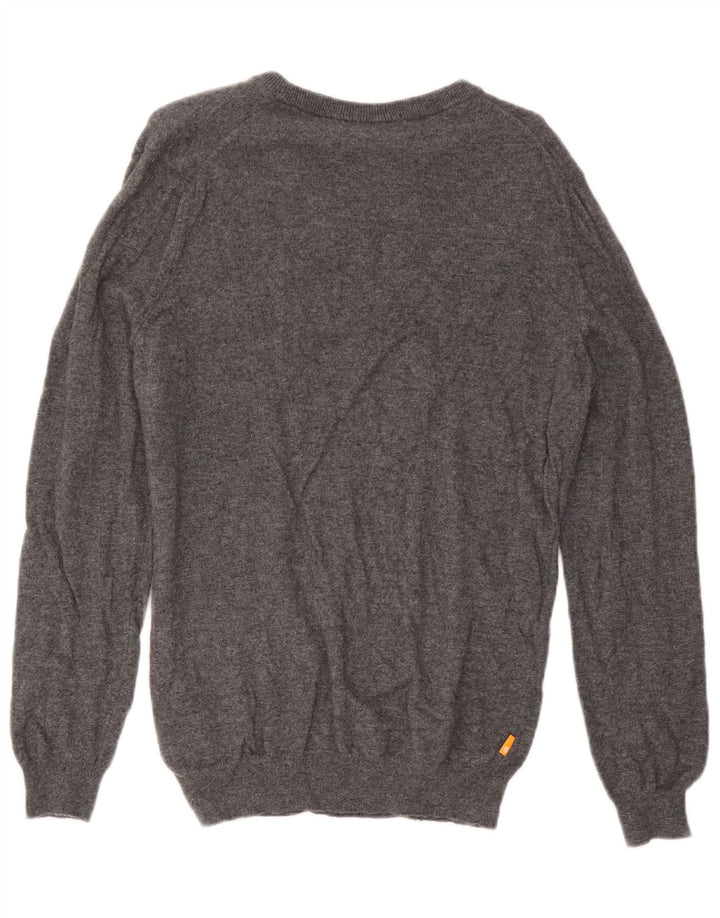 Timberland Herren-Pullover mit V-Ausschnitt aus mittelgrauer Wolle