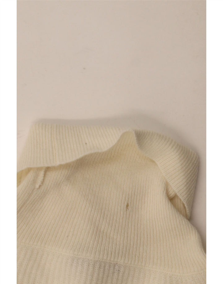 Vintage Herren Rollkragenpullover XL aus weißer Wolle