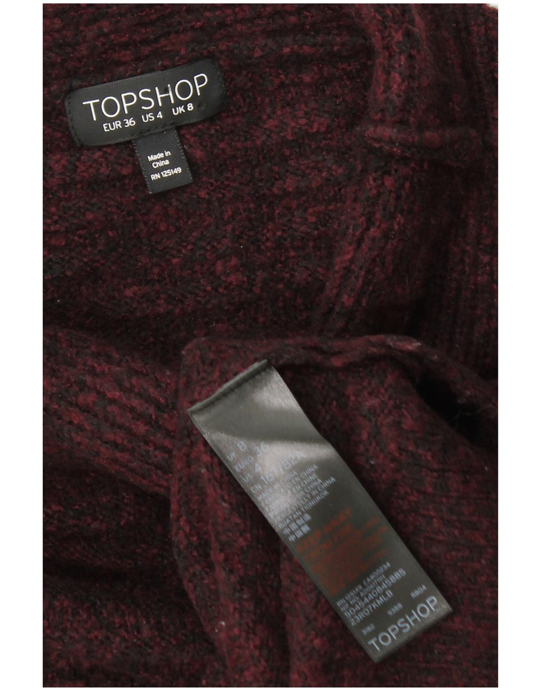 TOPSHOP Rollkragenpullover für Damen, Gr. 8, klein, Burgunderrot meliert