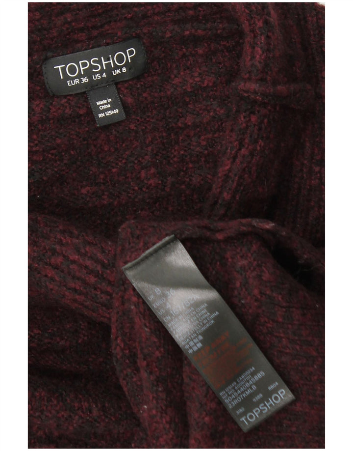 TOPSHOP Rollkragenpullover für Damen, Gr. 8, klein, Burgunderrot meliert