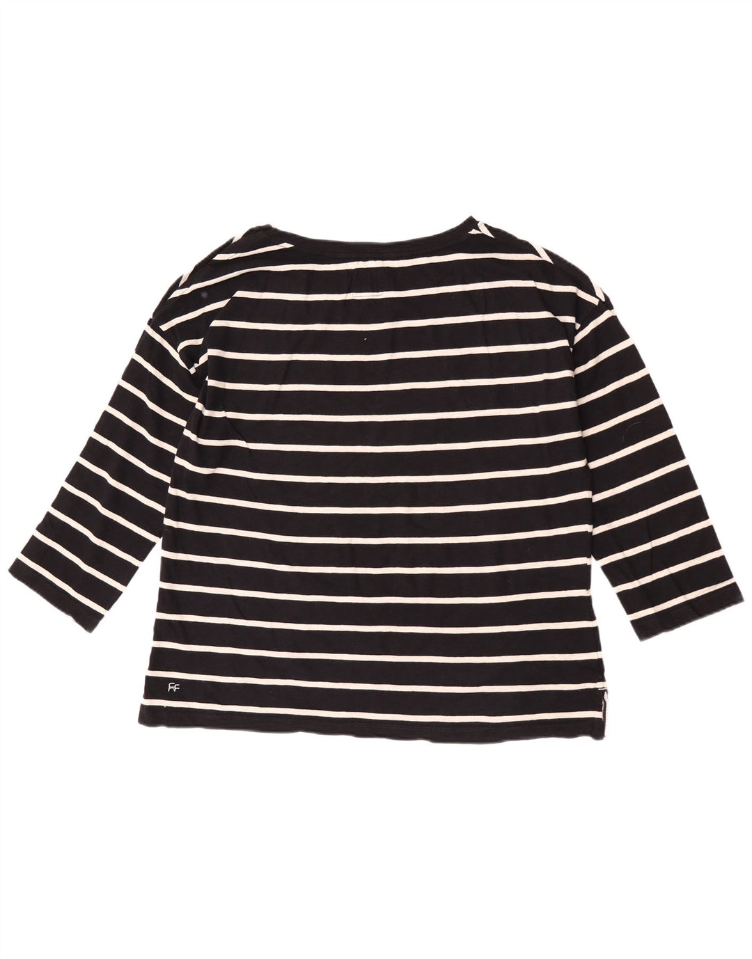 Fat Face Damen-Top, 3/4-Ärmel, UK 12, mittelschwarz, gestreift, Baumwolle