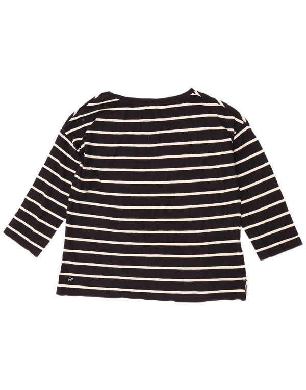 Fat Face Damen-Top, 3/4-Ärmel, UK 12, mittelschwarz, gestreift, Baumwolle