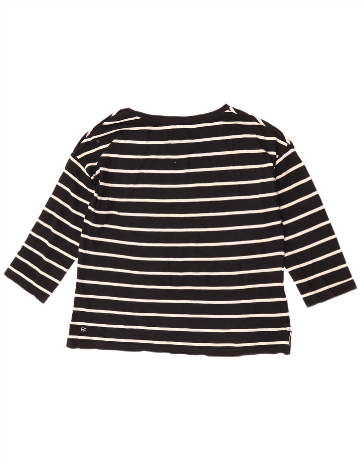 Fat Face Damen-Top, 3/4-Ärmel, UK 12, mittelschwarz, gestreift, Baumwolle