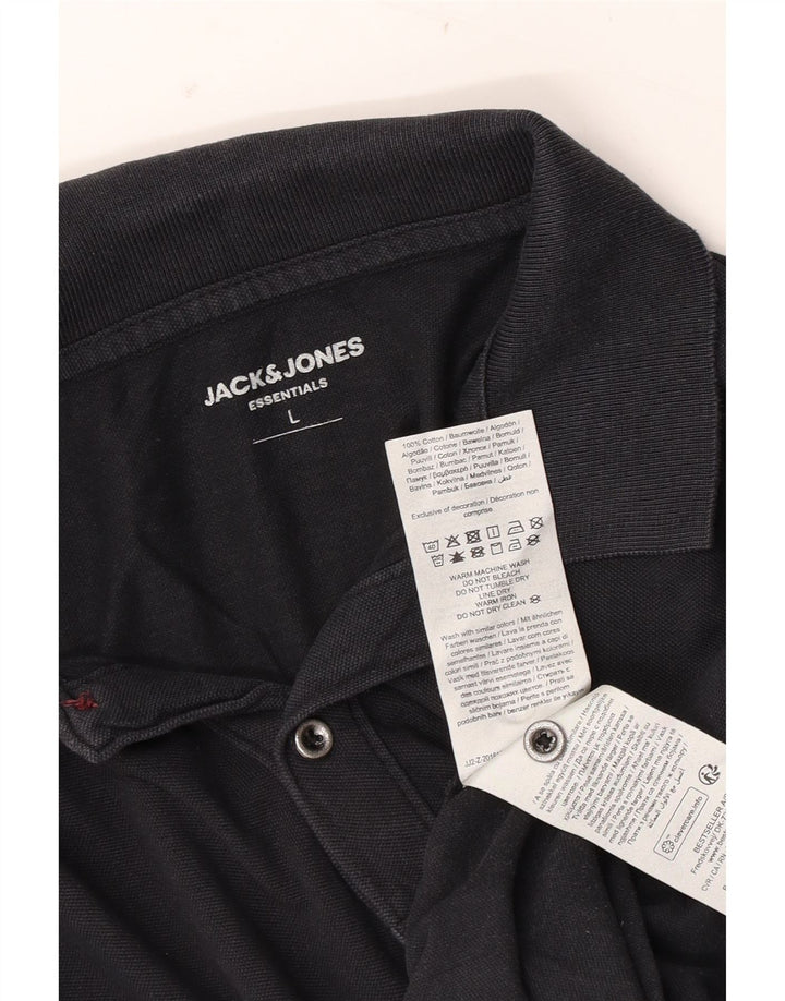 Jack & Jones Herren-Poloshirt, groß, aus schwarzer Baumwolle