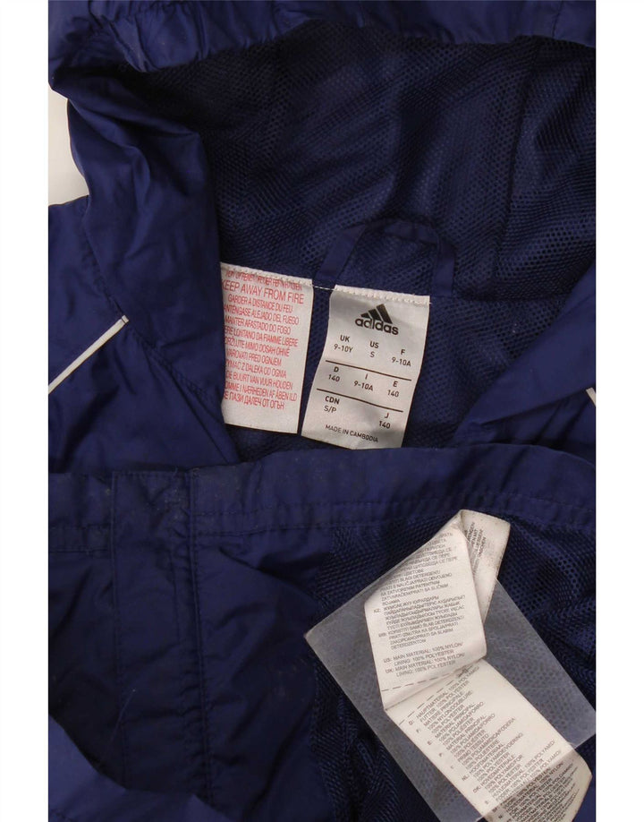 Adidas Jungen Regenjacke mit Kapuze, 9–10 Jahre, marineblaues Polyamid