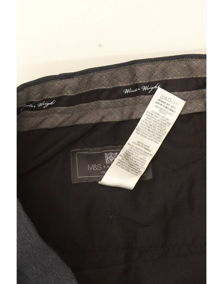 Gerade Herren-Anzughose von Marks & Spencer, W42, L29, Marineblau, Polyester