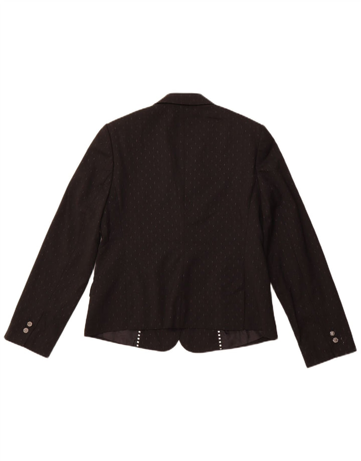 TED BAKER Damen-Blazer mit 1 Knopf, Größe 4, groß, schwarz gefleckt