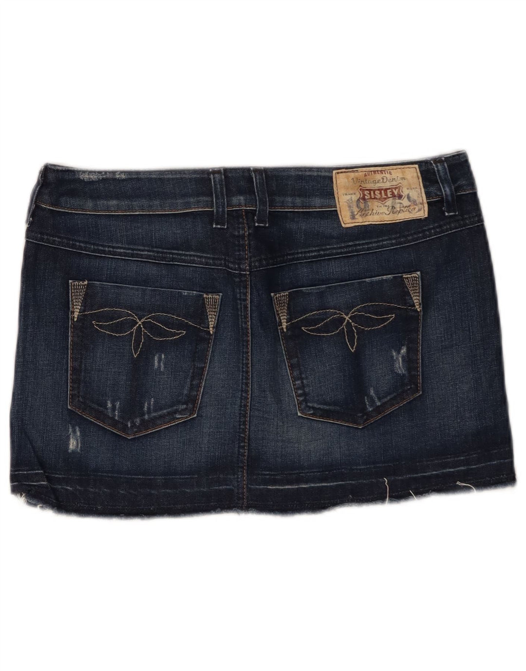 Sisley Distressed Mini-Jeansrock für Damen, W28, mittelmarineblau, Baumwolle