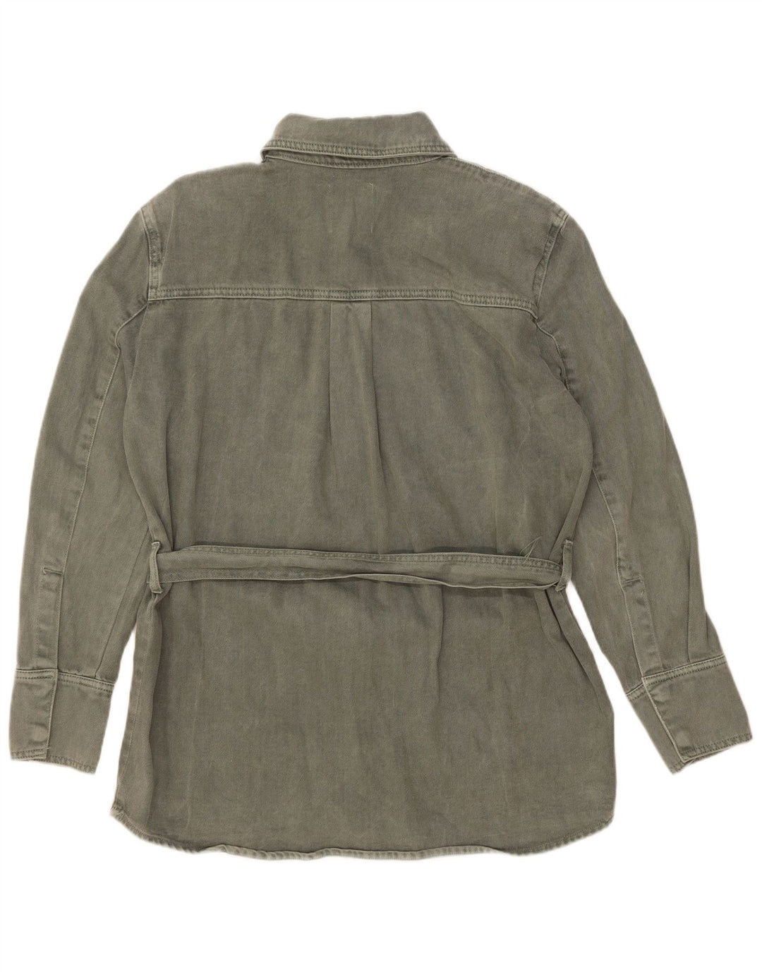 Zara Damen Jeansjacke UK 14 Medium Khaki Baumwolle