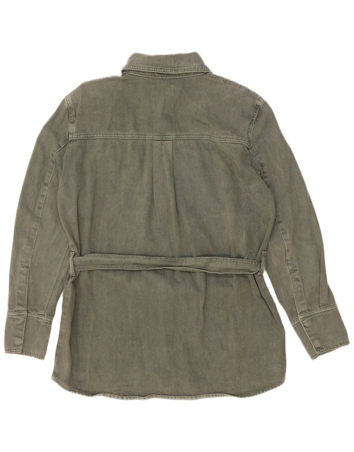 Zara Damen Jeansjacke UK 14 Medium Khaki Baumwolle