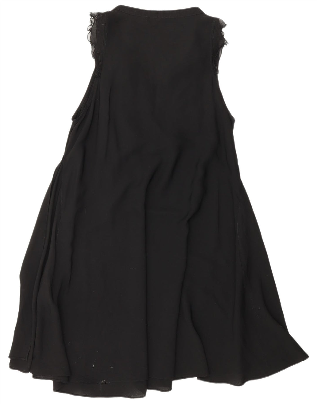 ZARA Damen A-Linien-Kleid mit Rüschen vorne, UK 18, XL, Schwarz, Polyester