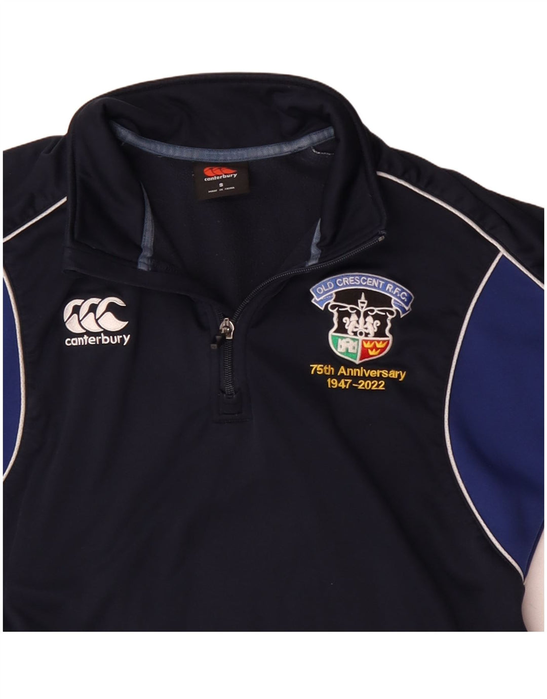 Canterbury Herren-Pullover-Trainingsanzugoberteil mit Reißverschluss am Hals, Größe S, Marineblau, Farbblock