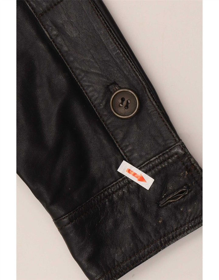 Promod Damen Leder Bikerjacke UK 14 Medium Schwarz