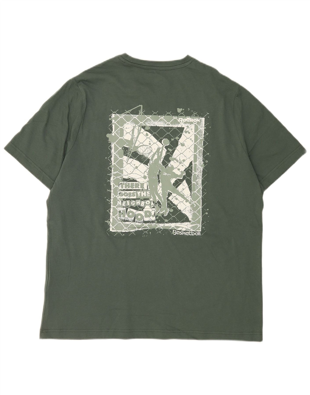Reebok Herren Grafik-T-Shirt-Oberteil aus mittelgrüner Baumwolle
