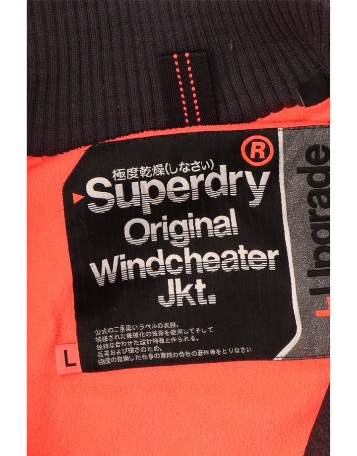 SUPERDRY Damen Windcheater Kapuzen-Windjacke UK 16 Large Schwarz