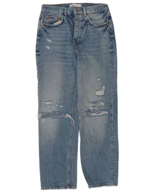 Zara Damen The Bliss High Rise Straight Jeans EU 36 XS W26 L27 Blau