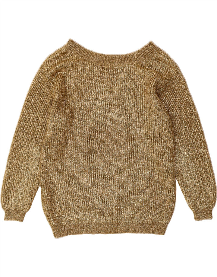 OUI Womens Boat Neck Jumper Sweater UK 14 Medium Gold Polyester Vintage Oui and Second-Hand Oui from Messina Hembry 