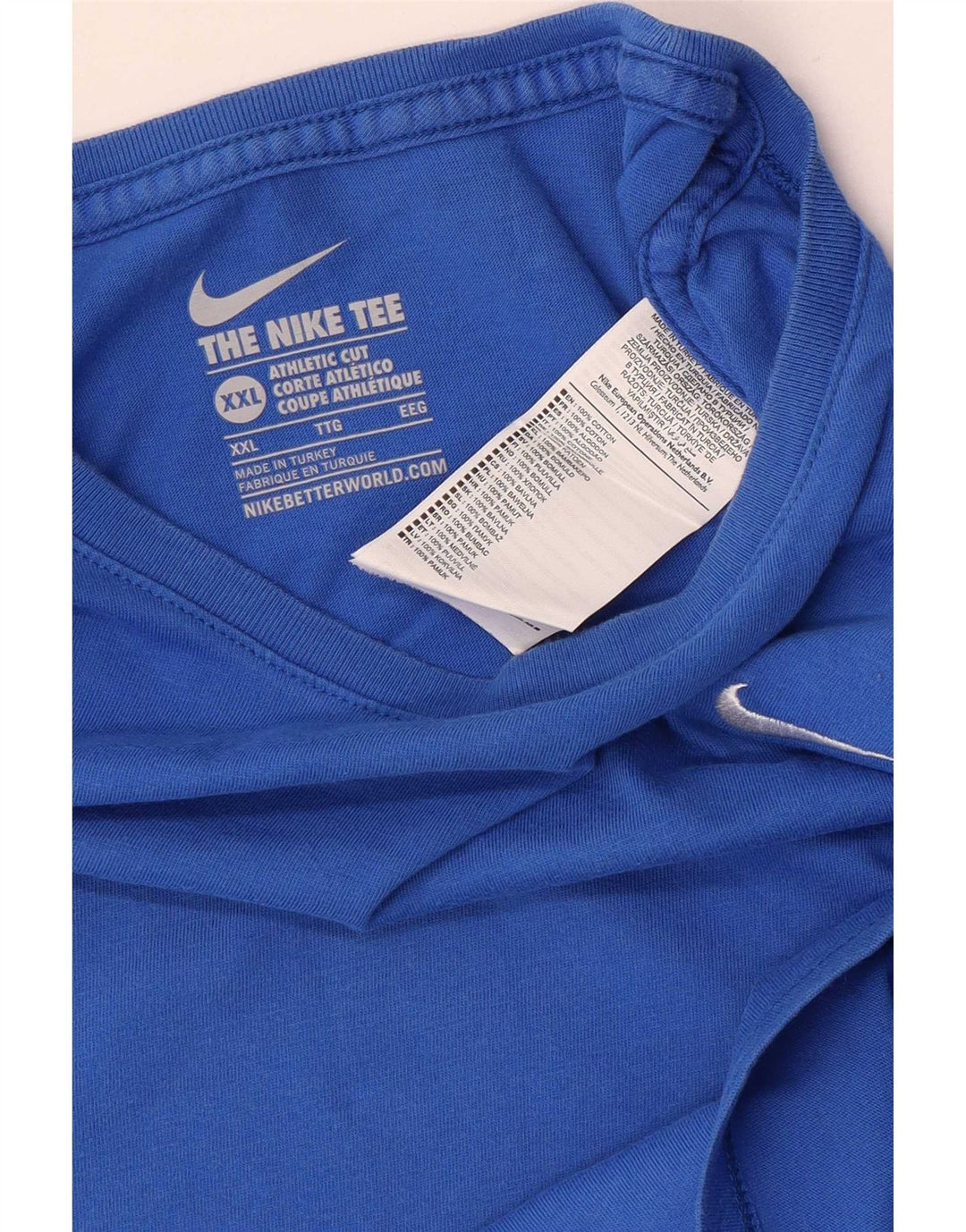 Nike Herren Athletic Cut T-Shirt Top 2XL Blaue Baumwolle