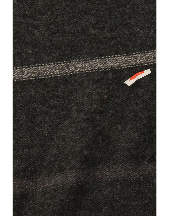 Vintage Herren Pullover mit Rundhalsausschnitt, Mittelgrau, geometrisches Acryl