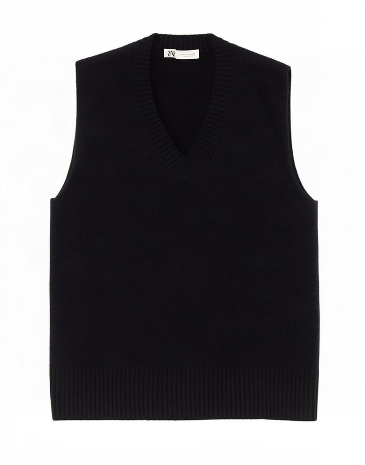 Zara Damen Weste Tank Top UK 14 Medium Marineblau Acryl