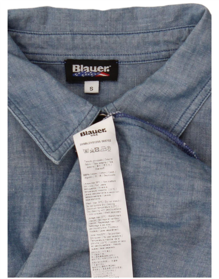 BLAUER Damen-Pullover-Hemdkleid im Militär-Stil, Größe S, Blau, Baumwolle