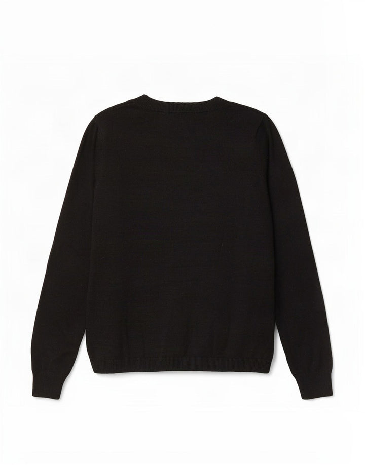 Marks & Spencer Damen-Pullover mit grafischem U-Boot-Ausschnitt, Gr. 12, mittelschwarz