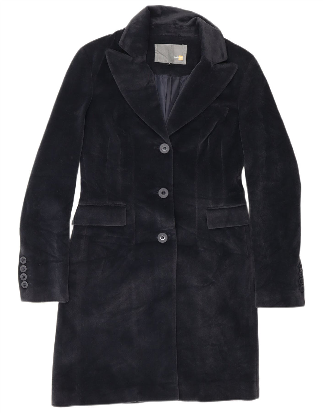 Vintage Damen Mantel UK 10 Small Marineblau Polyester