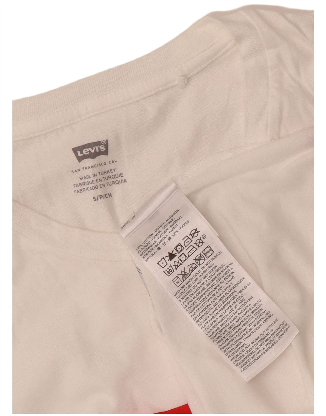 Levi's Damen-T-Shirt mit Grafik, UK 10, Größe S, weiße Baumwolle