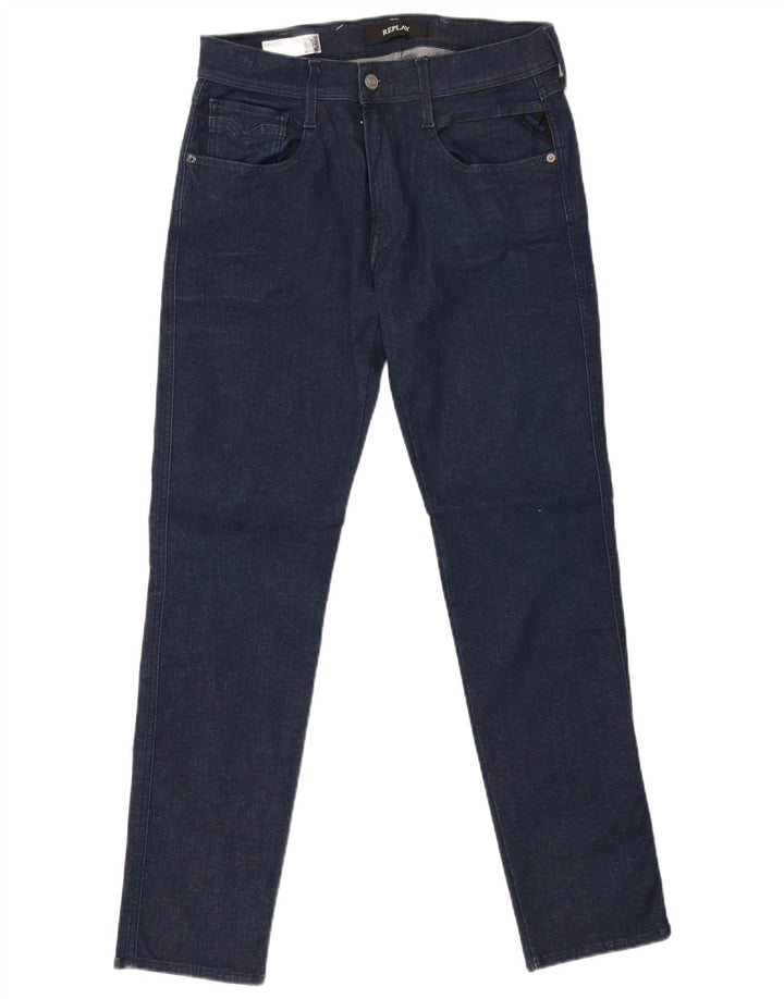 REPLAY Herren Anbass Slim Jeans W31 L30 Marineblau Baumwolle
