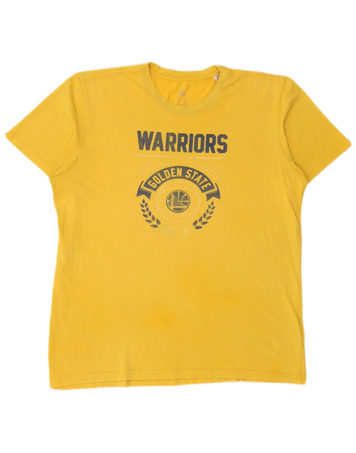 ADIDAS Herren Golden State Warriors Grafik T-Shirt Top Große gelbe Baumwolle