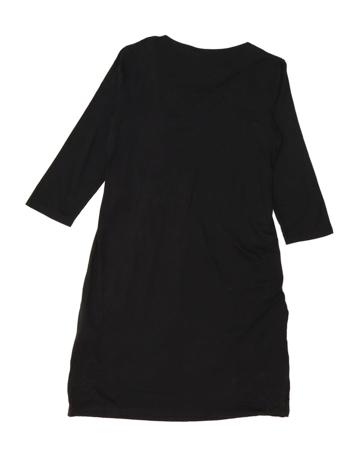 DKNY Womens 3/4 Sleeve Sheath Dress UK 12 Medium Black Lyocell Vintage Dkny and Second-Hand Dkny from Messina Hembry 