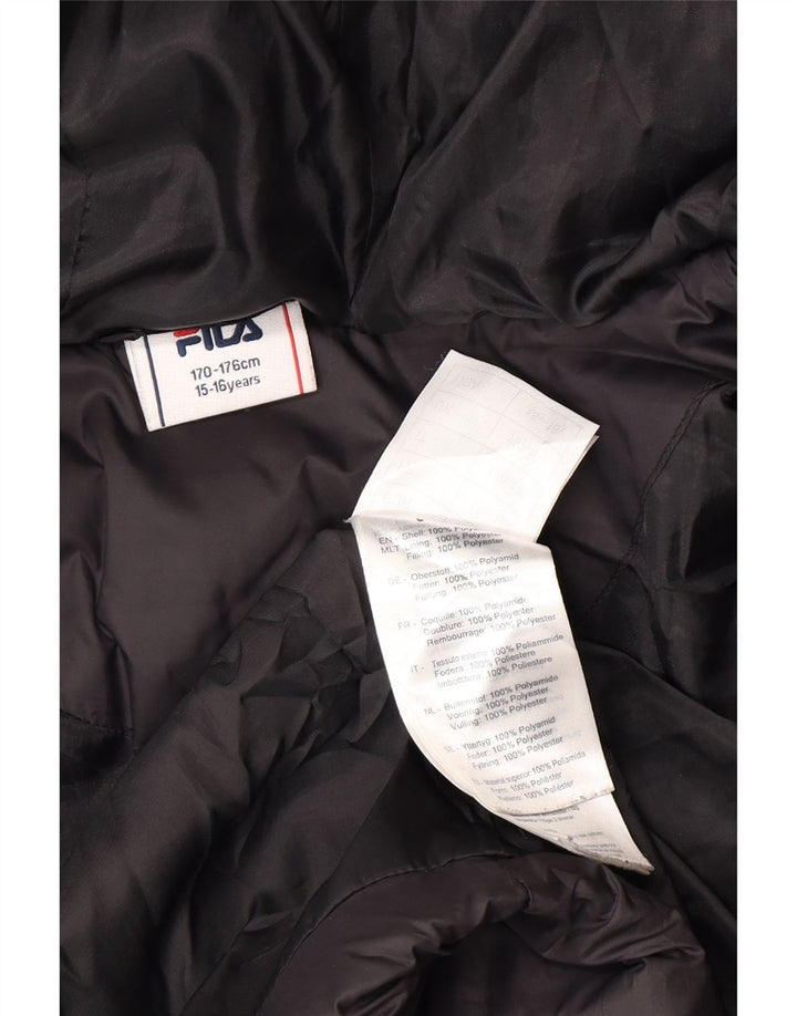 Fila Wattierte Jacke mit Kapuze für Jungen, 15–16 Jahre, schwarzes Colourblock-Polyamid
