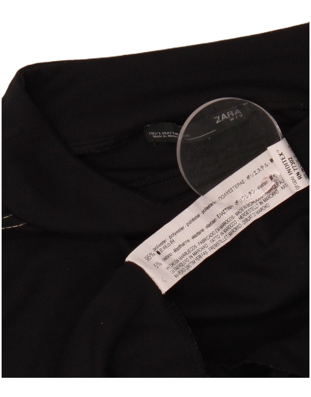 Zara Damen Top Langarm UK 10 Small Schwarz Polyester