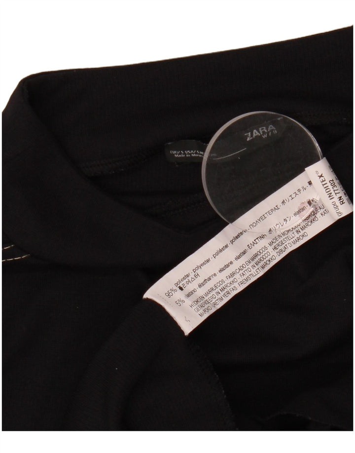 Zara Damen Top Langarm UK 10 Small Schwarz Polyester
