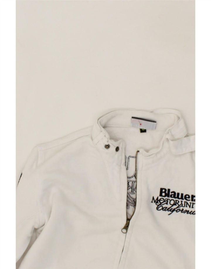 BLAUER Boys Graphic Tracksuit Top Jacket 9-10 Years White Cotton Vintage Blauer and Second-Hand Blauer from Messina Hembry 