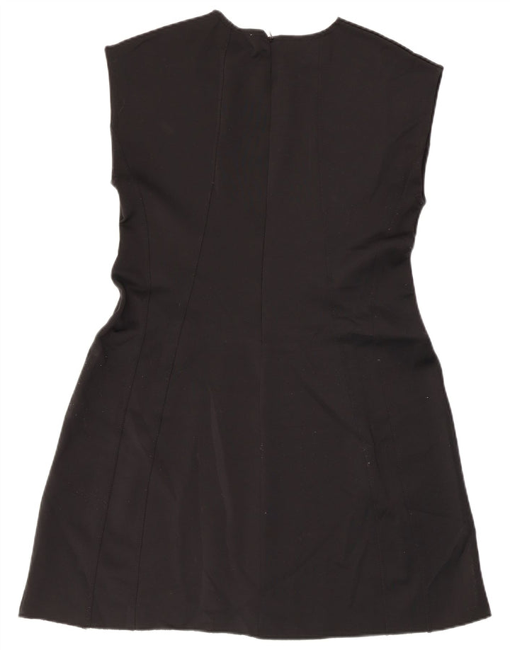 Zara Damen ärmelloses A-Linien-Kleid UK 14 Large Schwarz Polyester