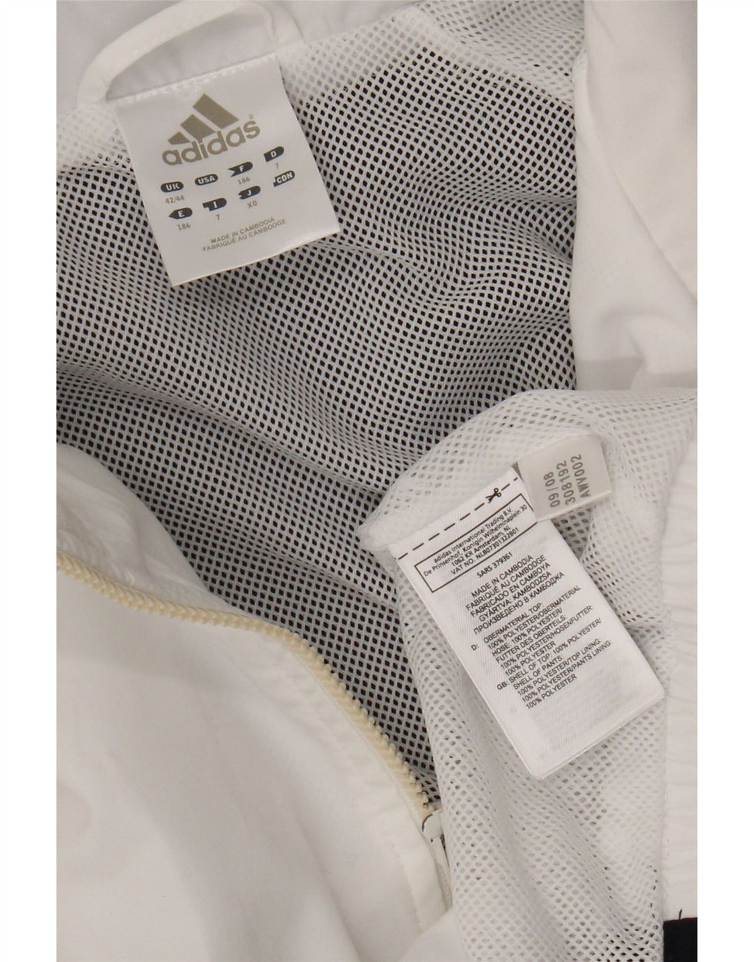 Adidas Herren-Trainingsanzugoberteil, UK-Größe 42/44, großes weißes Colourblock-Polyester