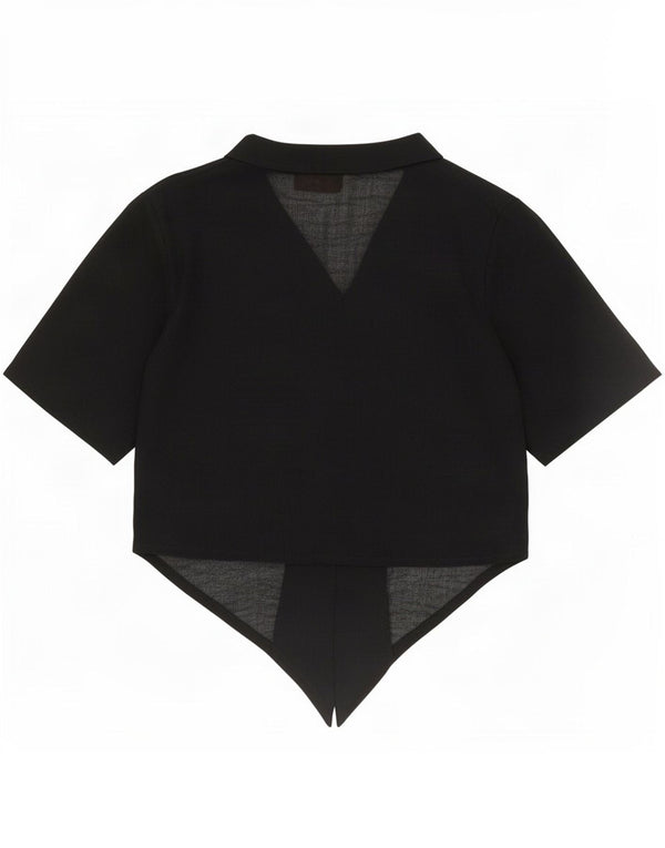 Prestige Damen Crop Kurzarm-Hemdbluse UK 14 Medium Schwarz